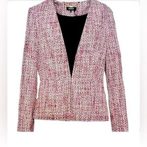 DKNY pink tweed blazer; size 10; peplum back